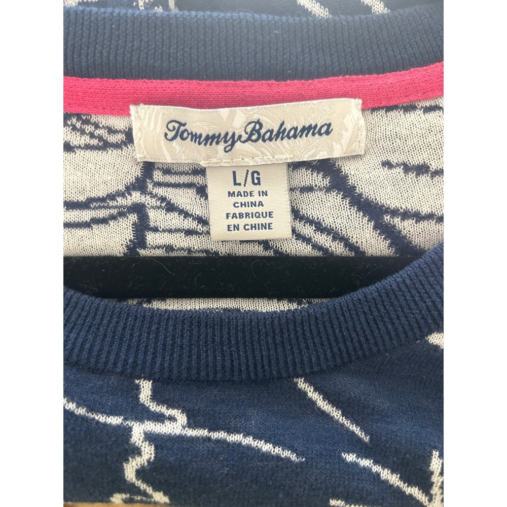 Tommy Bahama Cotton floral Print Sweater Blue/white Size Large Coastal - Picture 4 of 5